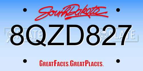 8QZD827 South Dakota License Plate
