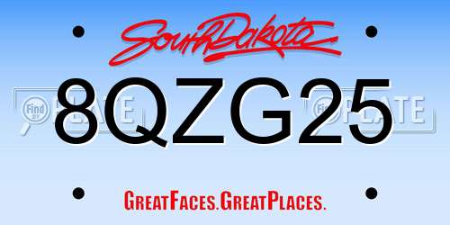 8QZG25 South Dakota License Plate