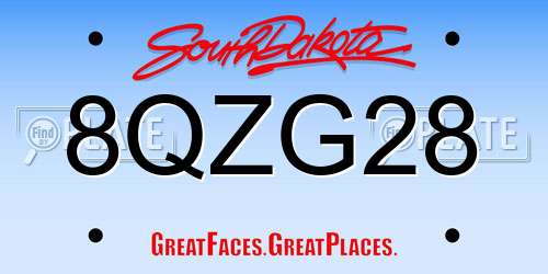 8QZG28 South Dakota License Plate