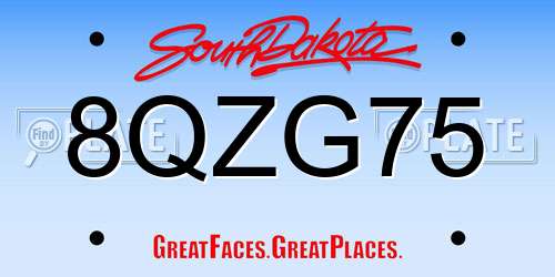 8QZG75 South Dakota License Plate
