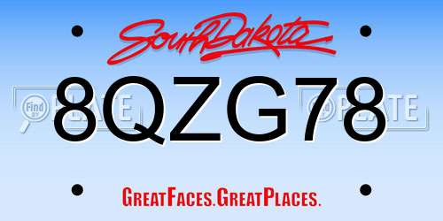8QZG78 South Dakota License Plate