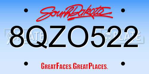8QZO522 South Dakota License Plate