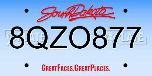 8QZO877 South Dakota License Plate