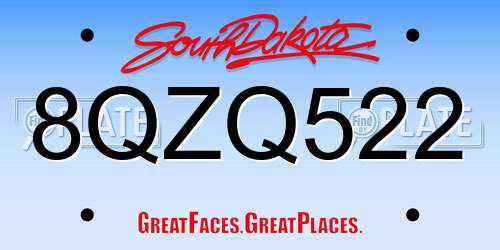 8QZQ522 South Dakota License Plate