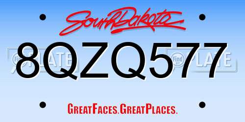 8QZQ577 South Dakota License Plate