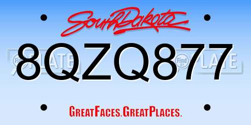 8QZQ877 South Dakota License Plate