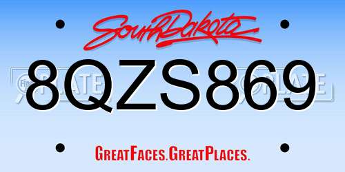 8QZS869 South Dakota License Plate