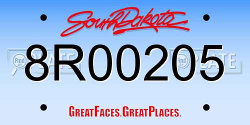 8R00205 South Dakota License Plate
