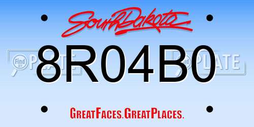 8R04B0 South Dakota License Plate
