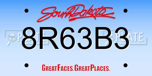 8R63B3 South Dakota License Plate