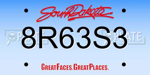 8R63S3 South Dakota License Plate