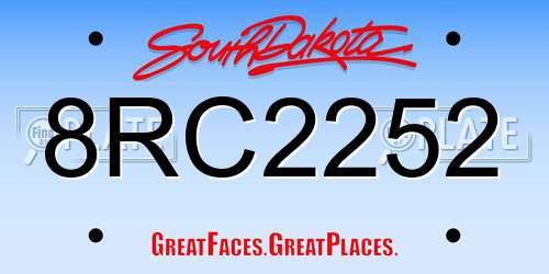 8RC2252 South Dakota License Plate