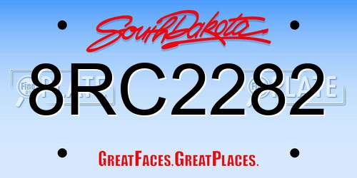 8RC2282 South Dakota License Plate