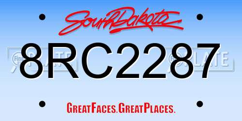 8RC2287 South Dakota License Plate