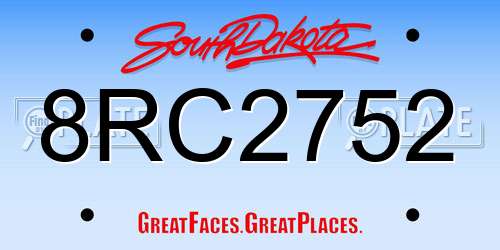 8RC2752 South Dakota License Plate