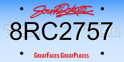 8RC2757 South Dakota License Plate