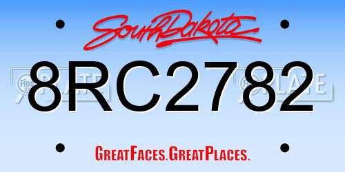 8RC2782 South Dakota License Plate