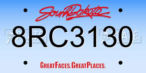 8RC3130 South Dakota License Plate