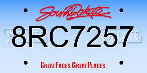 8RC7257 South Dakota License Plate