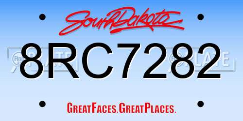 8RC7282 South Dakota License Plate