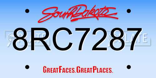 8RC7287 South Dakota License Plate