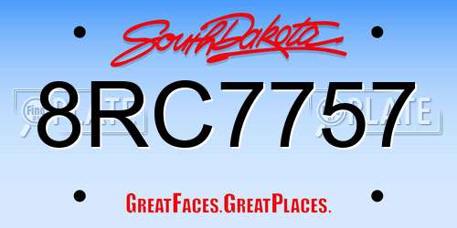 8RC7757 South Dakota License Plate