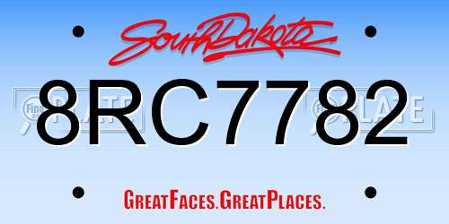 8RC7782 South Dakota License Plate