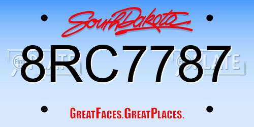 8RC7787 South Dakota License Plate