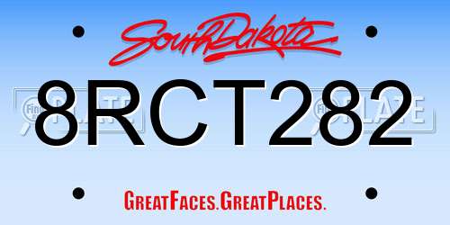 8RCT282 South Dakota License Plate