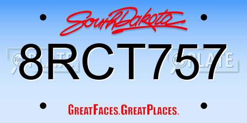8RCT757 South Dakota License Plate
