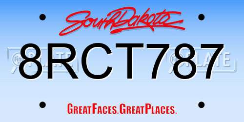8RCT787 South Dakota License Plate
