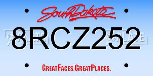8RCZ252 South Dakota License Plate