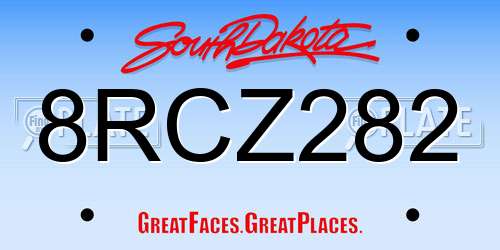 8RCZ282 South Dakota License Plate