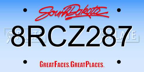 8RCZ287 South Dakota License Plate
