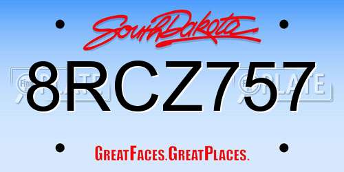 8RCZ757 South Dakota License Plate