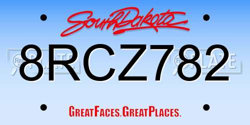 8RCZ782 South Dakota License Plate