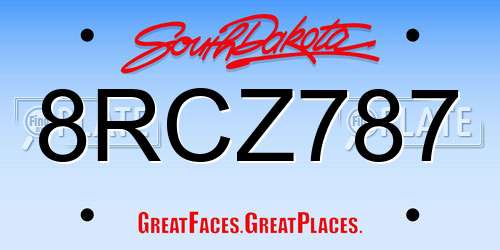 8RCZ787 South Dakota License Plate