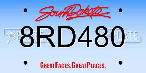8RD480 South Dakota License Plate