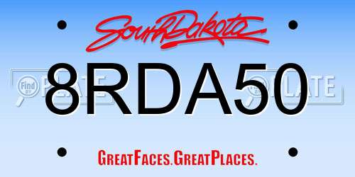 8RDA50 South Dakota License Plate