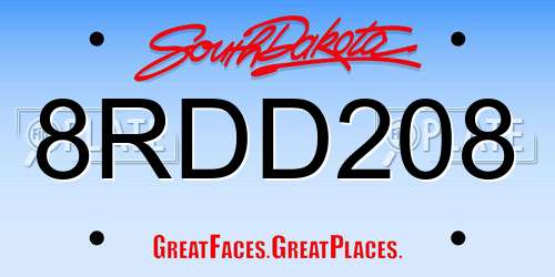8RDD208 South Dakota License Plate