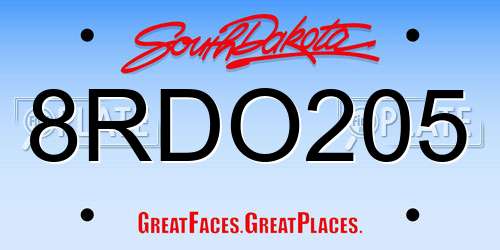 8RDO205 South Dakota License Plate