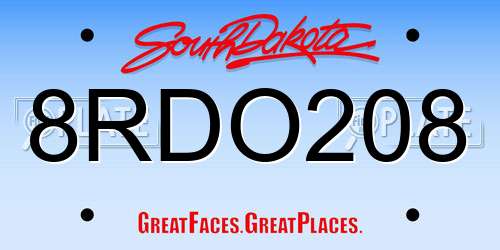 8RDO208 South Dakota License Plate