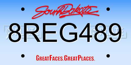 8REG489 South Dakota License Plate