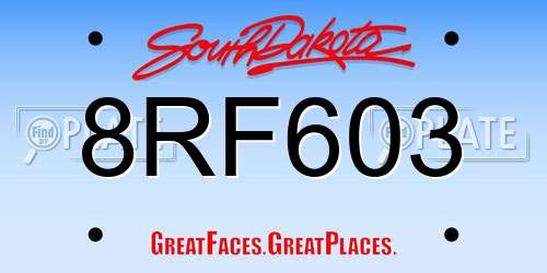 8RF603 South Dakota License Plate