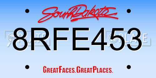 8RFE453 South Dakota License Plate