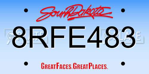 8RFE483 South Dakota License Plate