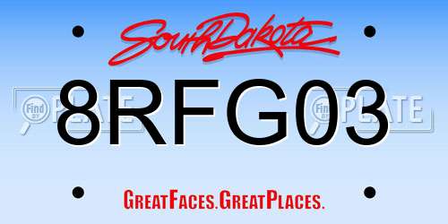 8RFG03 South Dakota License Plate