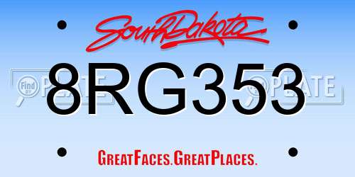 8RG353 South Dakota License Plate