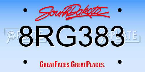 8RG383 South Dakota License Plate