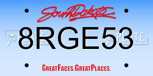8RGE53 South Dakota License Plate